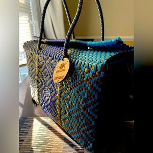 Maria Victoria, one size, Blue and Gold Woven women’s purse